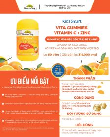 Nature’s Way Kids Smart Vita Gummies Vitamin C + ZinC – Bổ sung kẽm và vitamin C tăng cường sức đề kháng cho trẻ